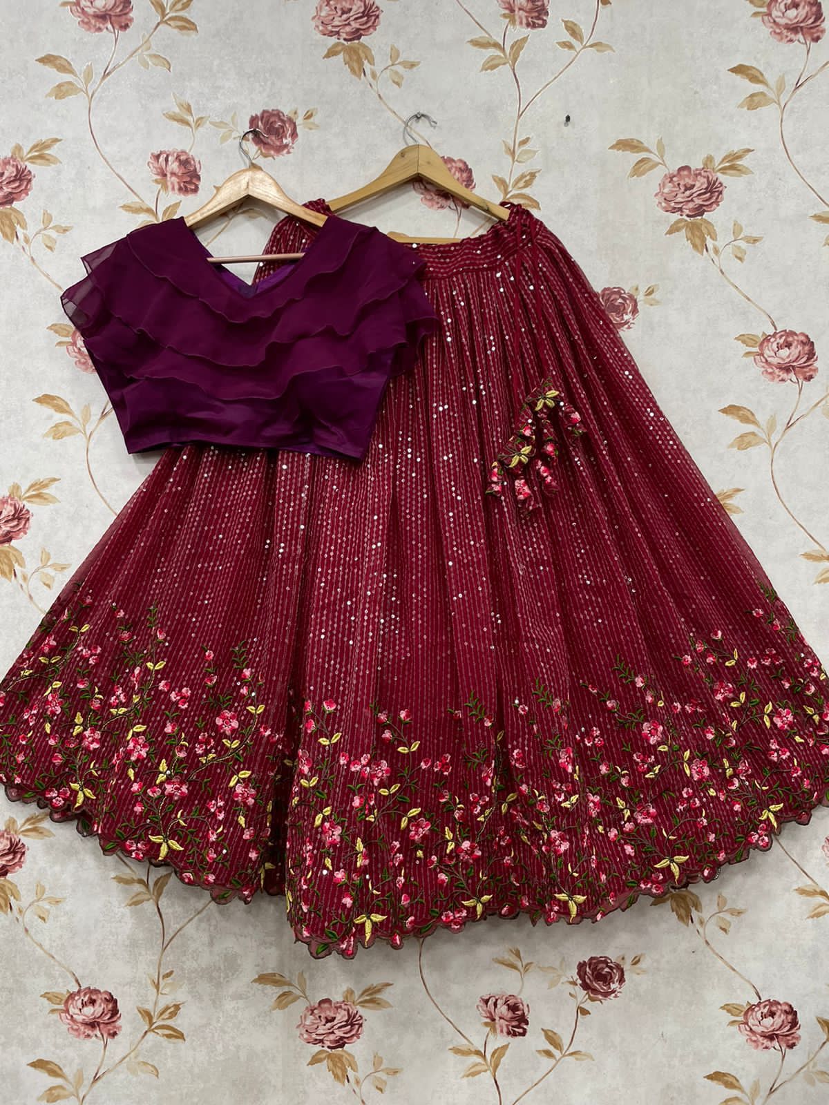 ( Preorder ) Mommy & Kid Matching Embroidery Lehenga (Mom)
