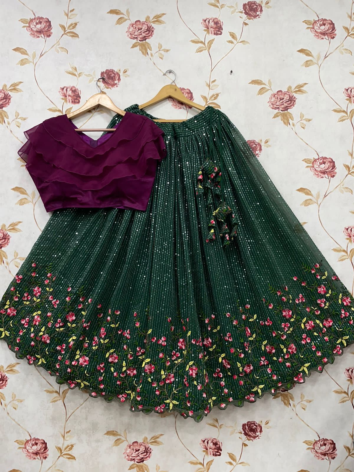 ( Preorder ) Mommy & Kid Matching Embroidery Lehenga (Mom)