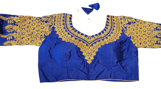 Royal blue Full Stitched Blouse with Coding Handwork