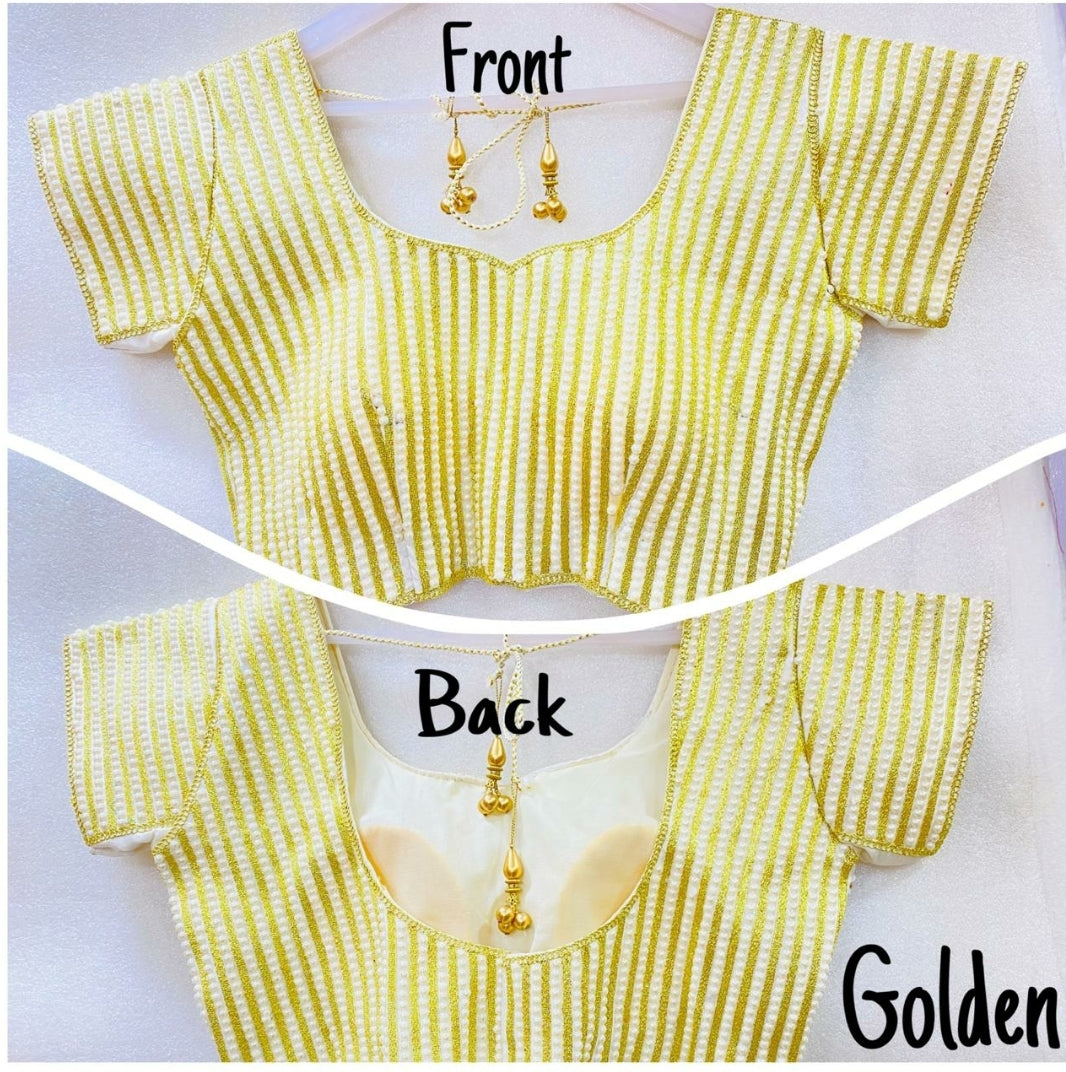 Golden Moti Work Fully Stiched Stitched  Blouse