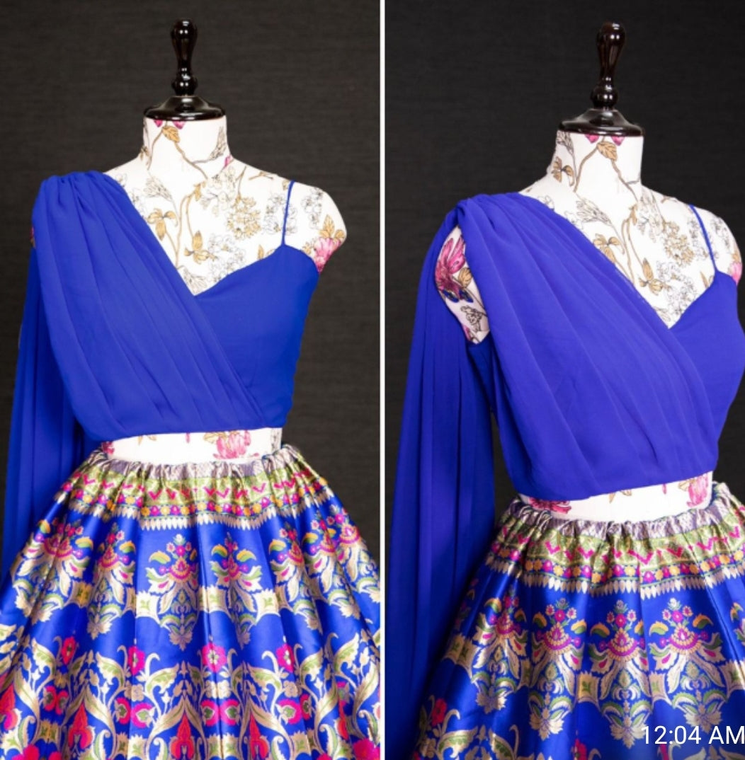 Blue Royal Designer Weaving Lehenga